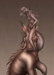 anthro anthro_on_feral cunnilingus darkarlett_(character) dragon duo female feral fur hi_res hybrid larger_male male oral sex shadarrius shadarrius_(character) size_difference size_play smaller_female straight vaginal_penetration zoophilia