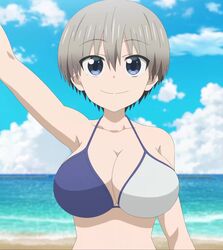 1girls animated arm_up armpits beach big_breasts big_nipples bikini breasts cute edit edited female large_breasts naked nipples no_sound nude nude_filter outdoors short_hair shorter_than_10_seconds shorter_than_30_seconds solo space-panda tagme tanline uzaki-chan_wa_asobitai! uzaki_hana video