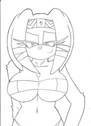 anthro big_breasts bikini breasts cleavage clothed clothing echidna female hi_res mammal monochrome monotreme navel solo sonic_(series) sonic_adventure sonic_the_hedgehog_(series) superbunnygt swimwear tikal_the_echidna video_games