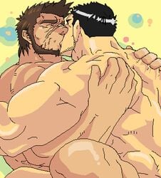 2020 2boys bara facial_hair gay human human_only keropon male male_only multiple_boys muscles muscular_male nude