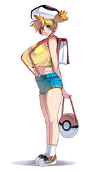 big_breasts blue_eyes female female_only huge_breasts human_only kasumi_(pokemon) large_breasts legs looking_at_viewer masao nintendo orange_hair pokemon pokemon_rgby shoes sneakers standing thick_thighs