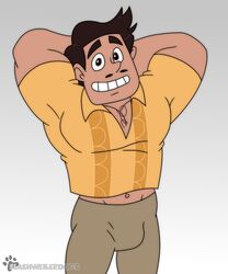 1boy 1male belly_button brown_eyes brown_hair bulge chest_hair dilf facial_hair male male_only rafael_diaz slashweilerdog solo solo_male star_vs_the_forces_of_evil tight_clothing