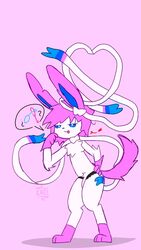 9:16 anthro ass canid canine clothing eeveelution femboy fur genitals girly hair heart hi_res kaelba male male_only mammal nintendo nude panties penis pokémon_(species) pokemon pokemon_(species) simple_background smile solo sylveon underwear video_games