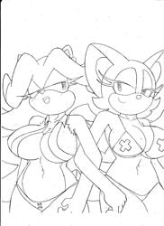 anthro archie_comics big_breasts bikini breasts breezie_the_hedgehog breezie_the_hedgehog_(archie) chiropteran clothed clothing duo eulipotyphlan female hair hedgehog hi_res lifeguard mammal membrane_(anatomy) membranous_wings monochrome rouge_the_bat simple_background sonic_(series) sonic_the_hedgehog_(archie) sonic_the_hedgehog_(comics) sonic_the_hedgehog_(series) superbunnygt swimwear video_games wings