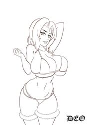 1girls big_ass big_breasts big_butt bikini black_and_white busty christmas curvaceous curvy deoarts female female_only hand_behind_head holidays hourglass_figure huge_breasts large_ass large_breasts line_art looking_at_viewer mature mature_female milf monochrome naruto naruto_(series) naruto_shippuden pose posing solo solo_focus standing stockings tsunade voluptuous wide_hips