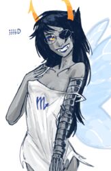 1girls breasts dress homestuck nipple_slip nipples solo tealtentacles vriska_serket