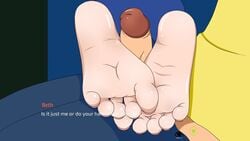 1boy 1girls adult_swim beth_smith feet female ferdafs foot_fetish foot_focus footjob incest milf morty_smith mother mother_and_son rick_and_morty rick_and_morty:_a_way_back_home soles toes unaware unaware_footjob unseen_male_face