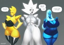 big_breasts big_thighs blue_diamond_(steven_universe) blush boots breasts color colored diamond_authority fishnets guillion_(toshkarts) long_hair midriff prostitution see-through_clothing shoulder_pads smile smiling spiky_hair steven_universe text thighs white_diamond_(steven_universe) yellow_diamond_(steven_universe)