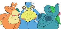 absurd_res anthro areola ass belly big_areola big_belly big_breasts big_butt big_nipples blastoise breasts charizard curvy_figure deep_navel embarrassed female group heart hi_res huge_breasts huge_butt huge_thighs hyper hyper_belly lipstick makeup mature_female navel nintendo nipples overweight overweight_female plantedpot pokémon_(species) pokemon pokemon_(species) pokemon_rgby thick_thighs trio valentina_(aimbot-jones) venusaur video_games voluptuous wide_hips