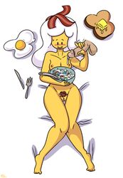 1boy 1girls adventure_time balls breakfast_princess breasts cartoon_network cereal completely_nude completely_nude_female cum cum_in_food disembodied_penis female full_body handjob male mhasses mhdrawin naked naked_female nipples nude nude_female penis pussy