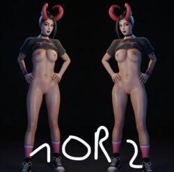 1girls 3d anthro big_breasts breasts choker demon demon_girl demon_haze_(fortnite) demon_horns duo female flipped_image fortnite functionally_nude functionally_nude_female genitals green_eyes hair hands_on_hips haze_(fortnite) knot looking_at_viewer mostly_nude mostly_nude_female nipple_piercing nude nude_female portrait pussy sex shirt_lift shoes socks socks_and_shoes surf_witch_(fortnite) tagme tattoo tattoos uncensored