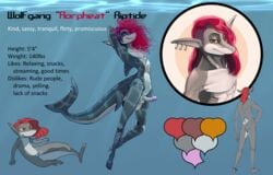 anthro aorpheat brown_eyes chibi dorsal_fin ear_piercing erection feliscede fin fish furgonomics furry-specific_piercing gay grin hair long_ears male marine model_sheet piercing red_hair shark skinny smile solo swimming tail_piercing underwater water wavy_hair