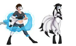 anthro black_hair black_tip_tail blue_eyes blue_fire breasts burnt_clothing canid canine colored_fire eyewear female fire fox fur gender_transformation genitals glasses hair human_to_anthro male mammal mid_transformation mtf_transformation multi_tail navel nipples nude pussy sequence simple_background species_transformation tomek1000 tomek1000_(character) transformation white_body white_fur