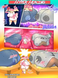 3:4 anthro audino big_breasts bodily_fluids breasts clothed clothing digital_media_(artwork) female female/female gigantic_breasts goopyarts goopyarts_(artist) group headgear hi_res hyper hyper_breasts lactating mareep nintendo nipples nude nurse nurse_clothing nurse_uniform open_mouth pokémon_(species) pokemon raina_(goopyarts) slightly_chubby stonjourner thick_thighs uniform video_games wide_hips yuri