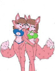 anthro archie_comics big_breasts bikini blue_eyes breasts canid canine canis clothing digital_media_(artwork) english_text female fur group hair incest leeta_wolf lyco_wolf mammal pink_body pink_fur sibling sonic_(series) sonic_the_hedgehog_(archie) sonic_the_hedgehog_(comics) sonic_the_hedgehog_(series) superbunnygt swimwear text twins wolf