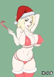 1girls ass behind big_ass big_breasts big_butt bikini blonde_hair breasts busty candy christmas curvaceous curvy deoarts edit female female_only figure focus hand head holidays hourglass looking_at_viewer mature milf naruto naruto_(series) naruto_shippuden pose posing solo standing stockings tsunade voluptuous