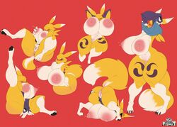 absurd_res anthro ass big_breasts big_butt bodily_fluids breast_expansion breast_milking breasts canid canine digimon digimon_(species) expansion female fox hi_res huge_filesize lactating lactation mammal renamon solo thatyellowrad wide_hips