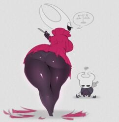 2020 anthro arthropod ass balls big_butt biped breasts cape clothing dress duo female female_focus flaccid genitals grey_background half-closed_eyes hi_res holding_object hollow_knight horn hornet_(hollow_knight) insects leggings legwear looking_at_another male narrowed_eyes non-mammal_breasts outerwear panties penis pictographics pink_clothing pink_dress protagonist_(hollow_knight) scissors siblings simple_background speech_bubble standing team_cherry thick_thighs torn_clothing unamused underwear unyin upskirt video_games wide_hips