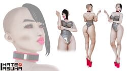 3d artificial_vagina bald bangs big_ass big_breasts bimbo character_sheet choker cybernetics cyberpunk eyelashes futuristic high_heels honey_select ihateasuka latex leotard lips lipstick long_eyelashes long_nails makeup nails original_character pale-skinned_female pale_skin platform_footwear platform_heels pose posing red_eyes robot robot_girl simple_background studio_neo swimsuit thick_eyebrows thick_lips