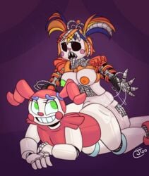 5_fingers anal ass_slap baby_(fnafsl) big_ass big_breasts circus_baby circus_baby_(fnaf) clown enjoying female five_nights_at_freddy's five_nights_at_freddy's:_sister_location futa_on_female futanari green_eyes jtcircus messy_hair penetration red_hair robot robot_girl scrap_baby scrap_baby_(fnaf) selfcest sharp_teeth smiling