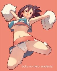 big_breasts breasts busty cheerleader cheerleader_uniform female female_focus female_only froppy hairy hourglass_figure medium_breasts my_hero_academia niko_(toitoi210) no_bra pinup pinup_pose pose posing tsuyu_asui u.a._cheerleader_outfit underboob upshirt upskirt wide_hips