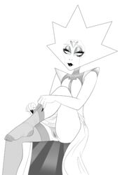 dress dressing female female_only female_pubic_hair gem_(species) lowres no_panties pubic_hair pussy solo source_request steven_universe stockings susiebeeca tagme transparent_background white_diamond_(steven_universe)