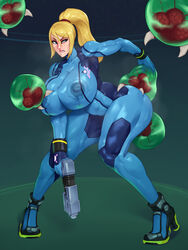 1girls areola_bulge areolae bodysuit breasts female female_protagonist firearm footwear handgun huge_breasts human interspecies massive_areola massive_areolae massive_breasts massive_hips massive_thighs metroid metroid_(creature) metroid_on_breast musk nintendo nipples pale_skin rampage0118 repost samus_aran smell thick_thighs tight_clothing weapon wide_hips wristwear zero_suit zero_suit_samus