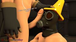 2boys 3d english_text gas_mask gay gloves human human_male human_only male male_only mask penis precum pyro pyro_(team_fortress_2) sfm submissive_male team_fortress_2 text valve_(company)