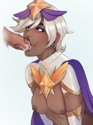 1girls blowjob brown_skin cum cum_in_mouth cum_inside dark_skin deepthroat fellatio female jengii kiss_mark league_of_legends lipstick lipstick_mark lipstick_on_penis riot_games star_guardian star_guardian_series star_guardian_taliyah taliyah