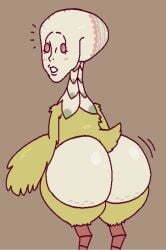 1girls ass ass_bigger_than_head ass_focus avian avian_humanoid avian_legs back_view bare_ass big_ass biped blush blush_lines brown_background cellulite eyelashes female female_only from_behind ftrashpickle fuzzycapsule08 huge_ass large_ass long_neck looking_at_own_ass looking_at_own_butt looking_at_viewer looking_back looking_down motion_lines nintendo notice_lines ooccoo pale-skinned_female pale_skin red_eyes shiny_ass shiny_skin solo solo_female tail the_legend_of_zelda thick_thighs thighs twilight_princess winged_arms wings yellow_feathers