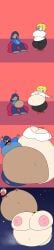 2girls bbw big_breasts breasts cleavage female female_only huge_breasts inflation overweight tagme teaset_haliley thick_thighs weight_gain wide_hips