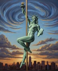 ai ai_art ai_assisted ai_generated armpit art boobs breasts city city_background cityscape cloud clouds cloudscape cropped feet female female_focus female_only foot french french_female green_skin lady_liberty new_york new_york_city nipples nude painting painting_(artwork) patriotic patriotism pole pole_dancing rule34 rule_34 statue statue_of_liberty strip stripped stripping tagme tall tall_female tall_girl tits topless torch united_states_of_america