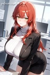 1boy ahe_gao ai_generated arm_support ass bent_over black_jacket black_skirt blazer blush breast_rest breasts breasts_on_table classroom completely_nude cum cum_in_pussy cum_overflow desk doggy_style ejaculation female grabbing_another's_hair green_eyes handprint hanging_breasts huge_breasts indoors jacket large_breasts leaning_forward long_hair long_sleeves looking_at_viewer male male_pubic_hair manga manhwa maria miniskirt monitor nipples nude office office_lady one_eye_closed open_clothes open_jacket open_mouth paper paper_stack parted_lips pencil_skirt penis pubic_hair red_hair ribbed_sweater saliva school_desk semen sex sex_from_behind skirt slap_mark smile solo solo_focus solo_leveling spanked spanking standing standing_sex straight sweat sweater taken_from_behind testicles thighs tongue tongue_out trembling turtleneck turtleneck_sweater vaginal_penetration webtoon white_sweater window yellow_eyes