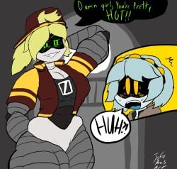2025 blonde_female blonde_hair blonde_hair_female blue_tongue blush blush_lines blushed_face blushing_at_another blushing_female blushing_profusely commission door doorway fangs female female_only flirtatious flirting flirting_look flirty glitch_productions gray_background gray_hair green_eyes green_text grey_skin imminent_sex jacket jock lesbian_conversion lesbian_couple lesbian_seduction long_blonde_hair long_hair metal metal_skin metallic_body murder_drones muscles muscular muscular_arms muscular_female muscular_legs muscular_robot muscular_thighs nice_tits no_humans no_panties no_pants no_underwear oerba_yun_fang open_clothes open_shirt ponytail robot robot_anthro robot_girl robot_humanoid robot_joints robotic robotic_arm robotic_arms robotic_hand robotic_limb rule_63 screen_face sharp_canines sharp_teeth shipping smile smiling smiling_at_another smirk stretch_marks student students thad_(murder_drones) tofudoesart twitter_link twitter_username v_(murder_drones) vhad yellow_eyes yuri