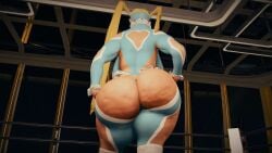 3d 3d_(artwork) 3d_model 3d_render ass ass_focus blonde_hair blue_eyes cellulite chubby curvy huge_ass leotard plump rainbow_mika street_fighter street_fighter_v superdougie thick_thighs thong thong_leotard twintails voluptuous wide_hips wrestler wrestling_outfit