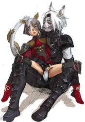 ark_angel ark_angel_mr branch_(artist) branch_(blackrabbits) clothed_sex clothing empty_eyes female final_fantasy final_fantasy_xi futa_on_female futa_sans_balls futa_with_female futanari intersex mithra open_mouth panties panties_aside penetration penis purple_hair pussy red_eyes red_mage sex short_hair spread_legs tail tears thighhighs uncensored vaginal_penetration white_hair