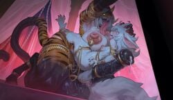 2025 5_fingers absurd_res accessory animal_genitalia animal_penis anthro areola balls big_balls big_breasts big_penis blizzard_entertainment blue_eyes blush bodily_fluids breast_size_difference breasts canid claws cock_ring demon digit_ring duo ear_piercing ear_ring equine_genitalia equine_penis erection fangs feet felid female female_anthro finger_claws fingers fur furgonomics genital_fluids genitals gynomorph gynomorph_anthro hair hervy hi_res hooves horn huge_balls huge_breasts huge_cock hybrid imminent_sex intersex intersex_anthro jewelry larger_anthro larger_gynomorph larger_intersex lexi_joyhart licking long_hair long_tongue mammal nipple_piercing nipple_ring nipples open_mouth pantherine penis penis_accessory penis_jewelry piercing precum reagan_long ring ring_piercing size_difference smaller_anthro smaller_female stripes tail tail_accessory tail_jewelry tail_ring teeth thick_thighs tiger toe_claws toes tongue tongue_out warcraft werecanid werecreature whiskers white_body white_fur white_hair worgen