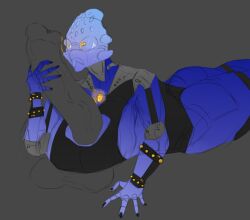 balls big_balls big_breasts big_penis big_thighs biomechanical bionicle black_bodysuit black_clothing blue_body bodysuit boob_window boobjob breasts clothed_sex cyborg cyborg_girl female jewelry joints male mask nokama orange_eyes paizuri penis robot robot_girl toa work_in_progress