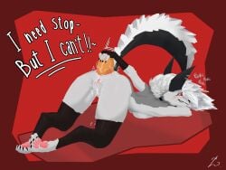 absurd_res almost_fully_inside ambiguous_fluids anal anal_masturbation anal_sex anthro anus ass_up black_nails black_nose canid canid_demon canine cheek_tuft clothing collar colored_nails demon ear_piercing english_text eyelashes facial_tuft female fingerless_gloves fluffy fluffy_tail fur gloves hair handwear hellaverse hellhound helluva_boss hi_res humanoid legwear loona_(helluva_boss) lying_on_breasts mammal masturbation multicolored_body multicolored_fur mythological_canine mythological_creature mythology nails pawpads penetration piercing pink_pawpads raised_tail sex_toy sex_toy_insertion solo stockings tail text toying_self tuft udontseeme2403 white_body white_fur white_hair
