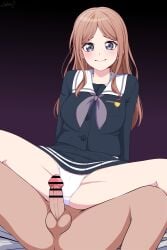 1boy absurdres arms_at_sides bang_dream! bang_dream!_it's_mygo!!!!! bar_censor black_serafuku black_shirt black_skirt blouse blush breast_pocket breasts brown_hair buttons cameltoe censored clothed_female_nude_male clothed_sex clothes_lift commentary cowgirl_position curly_sidelocks english_commentary erection female furrowed_brow grey_neckerchief groin_tendon highres large_breasts long_hair long_sidelocks long_sleeves looking_at_viewer nagasaki_soyo neckerchief nude paid_reward_available panties parted_bangs penis pleated_skirt pocket purple_background pursed_lips reverse_cowgirl_position sailor_collar sailor_shirt satou_yuzuki school_uniform serafuku shirt sidelocks simple_background skirt skirt_lift solo solo_focus spread_legs straddling straight testicles thighs tsukinomori_school_uniform underwear white_panties white_sailor_collar winter_uniform