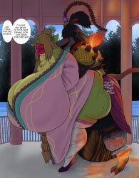 2025 alythewolfcat anthro balls big_balls big_breasts black_teeth body_hair bovid breasts caprine clothed clothing costume deity diao_chan duo ear_hair european_mythology female fire gaia_(alythewolfcat) gaia_(mythology) genitals goat greek_mythology greek_text hairy_balls hi_res hooved_plantigrade hooved_toes hooves huge_balls huge_breasts husband_and_wife hyper hyper_balls hyper_breasts hyper_genitalia lizard lu_bu makeup male male/female mammal married_couple morbidly_obese mythology obese overweight overweight_female primordial_deity redraw reptile roleplay romantic romantic_sex scalie sex sharp_teeth spikes spikes_(anatomy) standing standing_sex tartarus_(alythewolfcat) tartarus_(mythology) teeth text