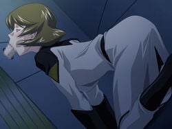 all_fours ass blonde_hair censored dark fellatio female glory_hole gundam gundam_seed gundam_seed_destiny human_toilet lost_rarities military military_uniform oral penis short_hair soul_foundation suck sucking takapiko talia_gladys uniform