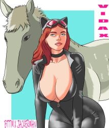 1animal batman_(series) big_ass big_breasts blue_eyes bones_tales_the_manor breasts catwoman female feral horse jackerman leather milf mother red_hair thick_thighs vidaxmega