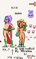 among_us belt blonde_female blonde_hair bra_lift breasts cloak female goggles goggles_on_head green_panties green_shadow_(pvz) green_shorts hoodie humanized large_breasts looking_at_partner looking_to_the_side masked masked_female navel nipples nude pantie_shot panties panties_down pixel_art plant_girl plants_vs_zombies plants_vs_zombies:_heroes purple_cloak pussy removed_clothing shirt_lift shorts smile solar_flare_(peargor) solar_flare_(pvz) sprite sprite_art t-shirt unclothing utility_belt wplace