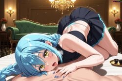 1femboys 2boys ai_generated ass_shake blue_hair blue_nails braid crop_top femboy feminine_male golden_eyes heels hi_res high_quality high_resolution highres licking long_braid male otoko_no_ko paid_reward_available penis penis_bulge petite petite_body rimuru_tempest slim_waist tensei_shitara_slime_datta_ken trap velutinx watermark yaoi yellow_eyes