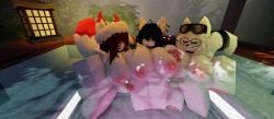 1futa 2girls 3d bathtub big_ass big_balls big_breasts dick furry furry_female hot_bath intersex jacuzzi kitsune kitsune_girl naked nsfwklown pierced_nipples roblox roblox_avatar roblox_game roblox_studio robloxian water wolf wolf_girl