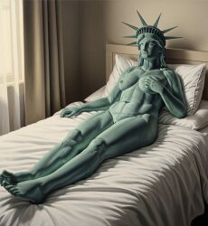 ai ai_art ai_assisted ai_generated belly boobs breasts cropped feet female female_focus female_only french french_female green_skin lady_liberty nipples nude nude_female painting painting_(artwork) patriotic patriotism relaxed relaxing rule34 rule_34 statue statue_of_liberty strip stripped stripping tagme tall tall_female tall_girl thick thick_hips thick_legs thick_thighs tits united_states_of_america usa