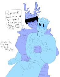 clockwork_(roblox) clothed clothes clothing crown drawing hand_in_pants hat looking_nervous nervous roblox roblox_admins robloxian scripter shittysins sunglasses text