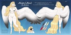 angel anthro big_breasts blonde_hair breasts clitoris clitoris_piercing collar cuff_(restraint) ear_piercing ear_ring equid equine female gem genital_piercing genitals gold_(metal) hair harmaagriffin hi_res horse jewelry mammal model_sheet mythological_creature mythological_equine mythology nipple_chain nipple_piercing nipple_ring nipples pegasus piercing pussy restraints ring_piercing ruby_(gem) sad scar shackles slave solo wavy_hair white_body wings yellow_eyes