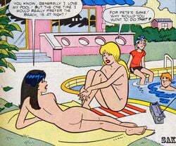 2girls archie_andrews archie_comics ass betty_and_veronica betty_cooper black_hair blonde_hair jughead_jones multiple_girls nude sak veronica_lodge